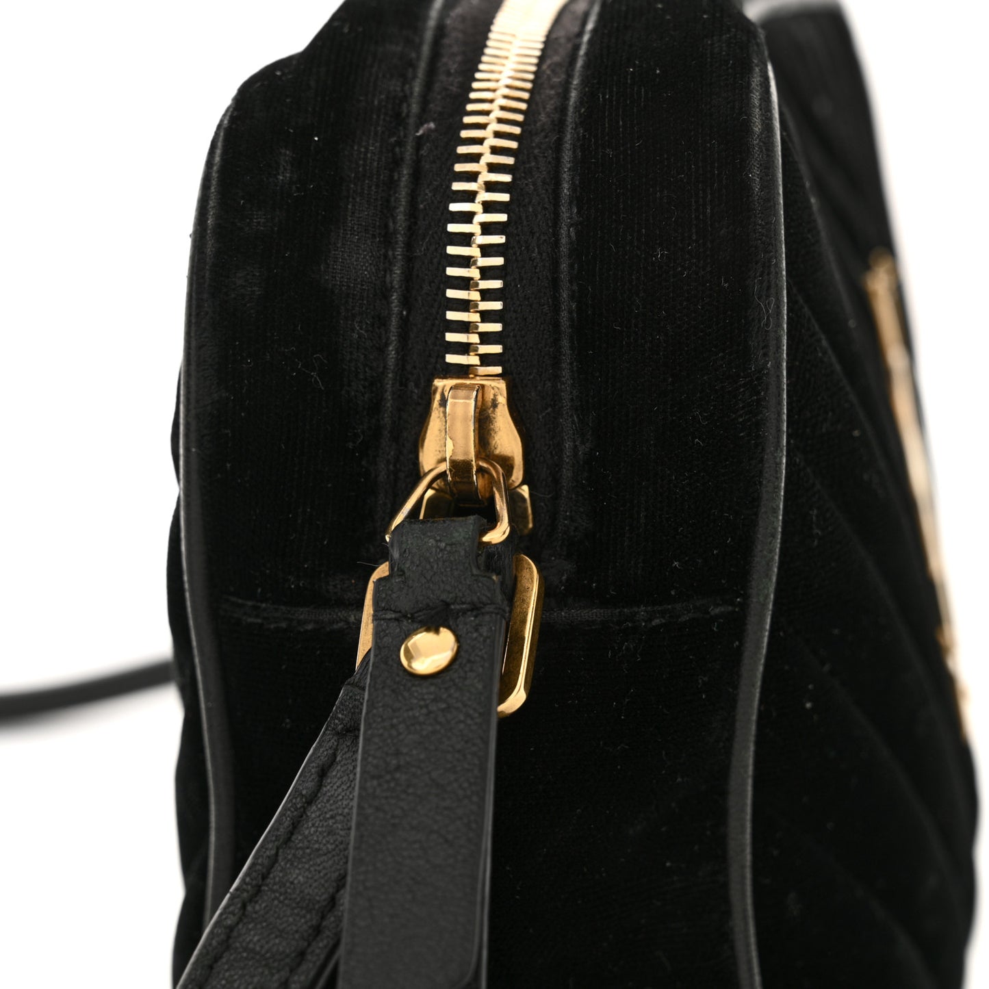 Velvet Matelasse Monogram Lou Camera Bag Black