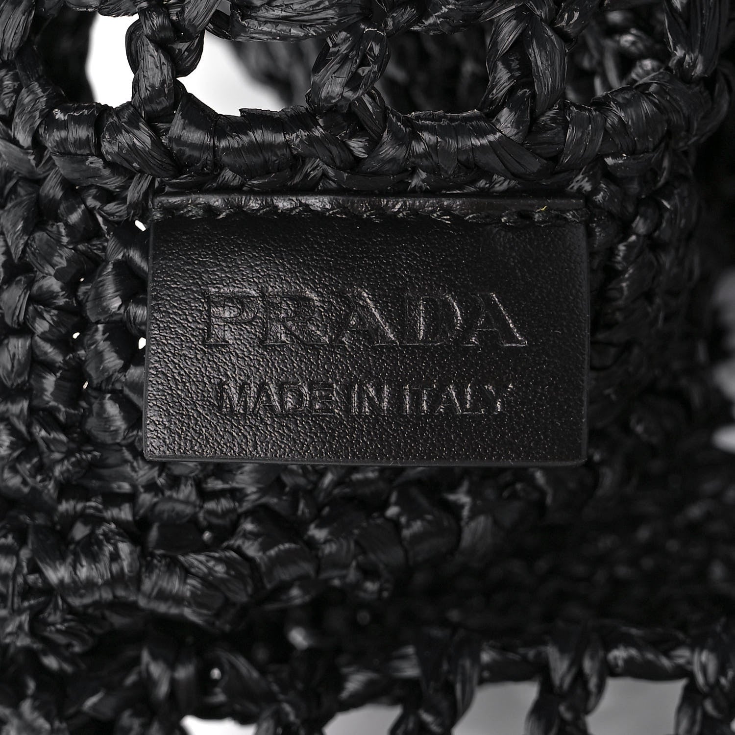 Prada Yarn Raffia Effect Crochet Logo Embroidered Tote Bag Black 6 of 9