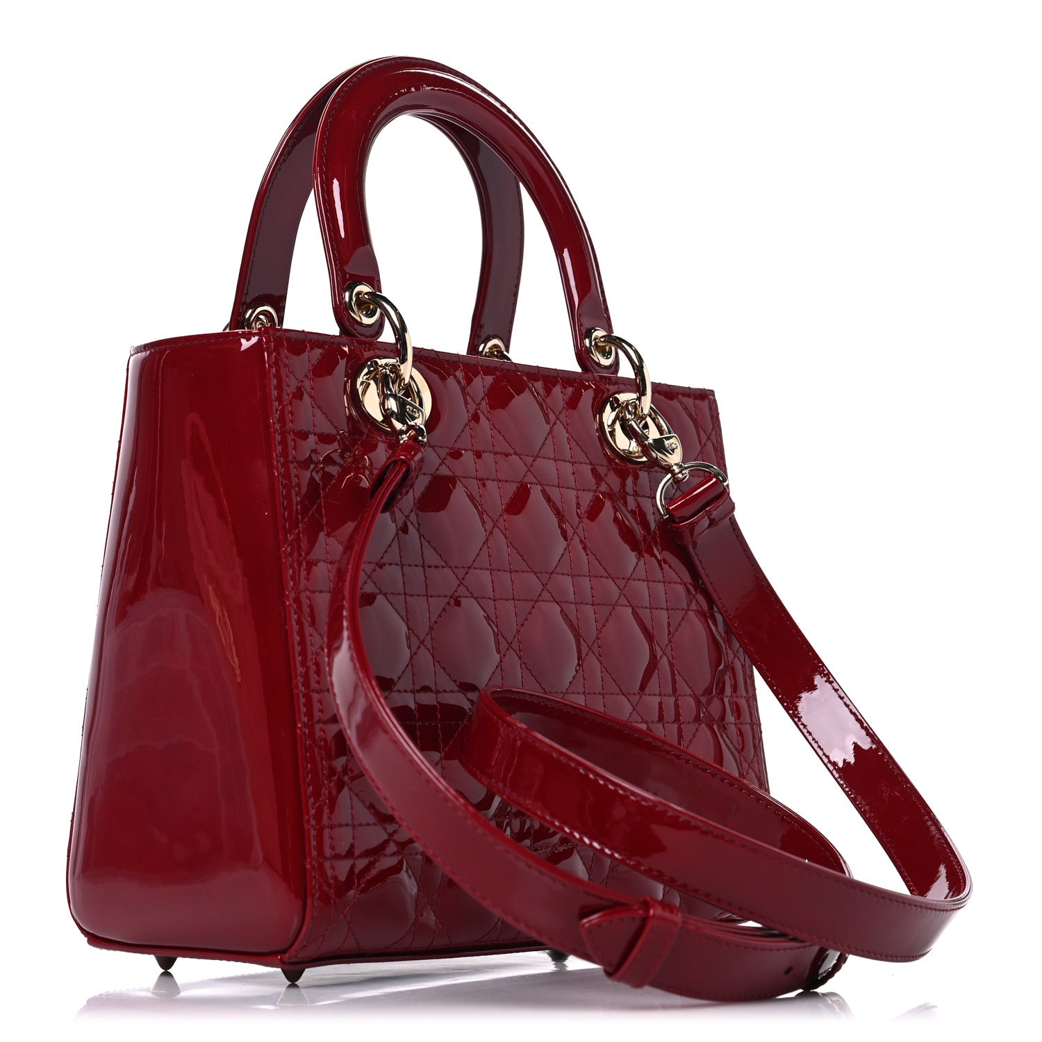 Christian Dior Patent Cannage Medium Lady Dior Red 3 of 10