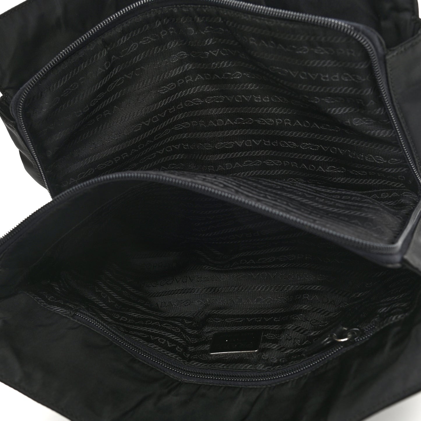 Nylon Tessuto Acciaio Chain Shoulder Bag Black