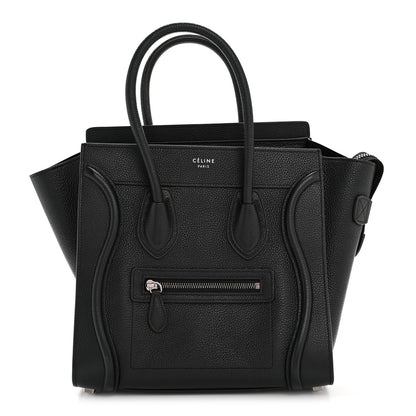 Celine Drummed Calfskin Micro Luggage Black 2 of 19
