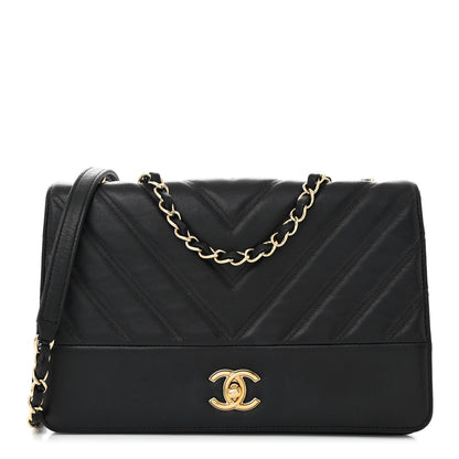 Chanel Calfskin Chevron Quilted Flap Black 1 of 10