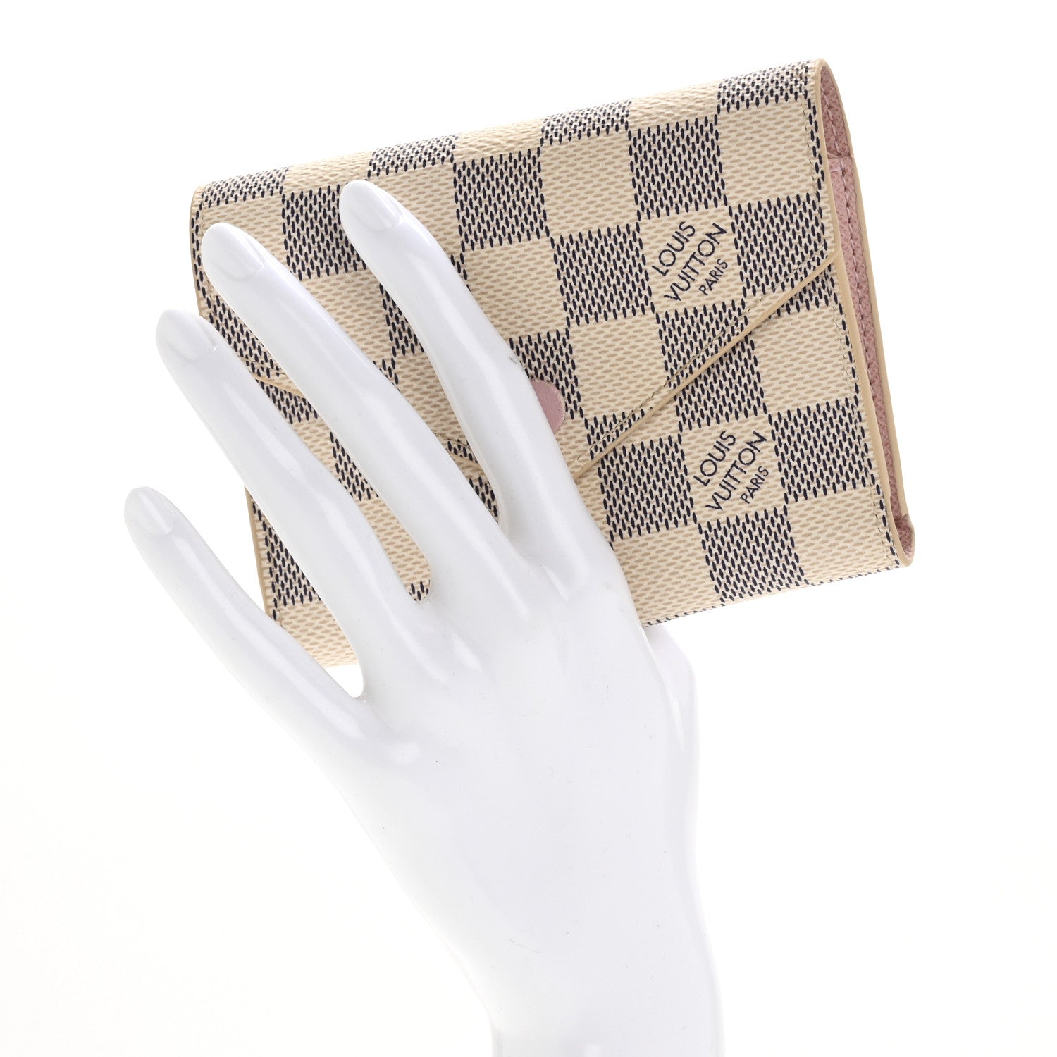 Louis Vuitton Damier Azur Victorine Wallet Rose Ballerine 2 of 8