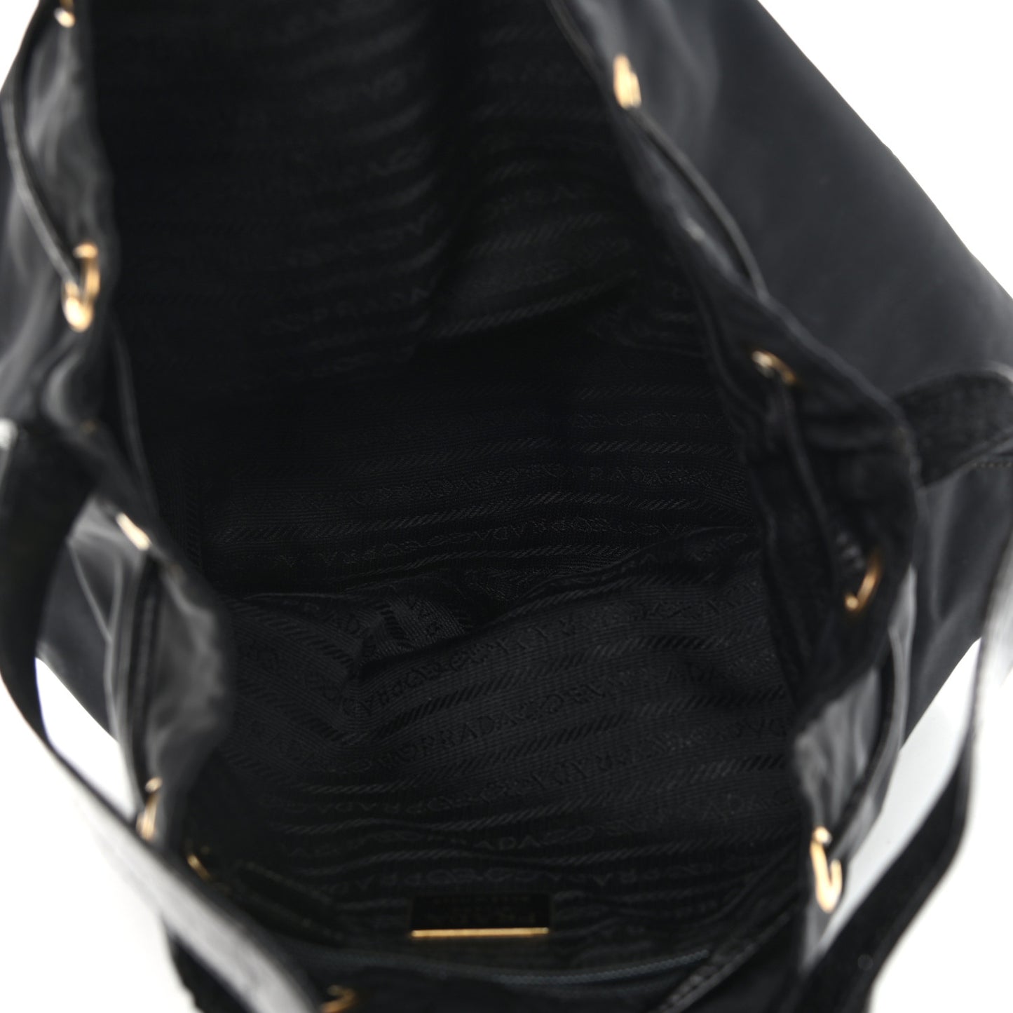 Tessuto Nylon Crocodile Embossed Calfskin Bucket Bag Black