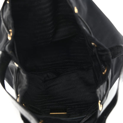Prada Tessuto Nylon Crocodile Embossed Calfskin Bucket Bag Black 5 of 12