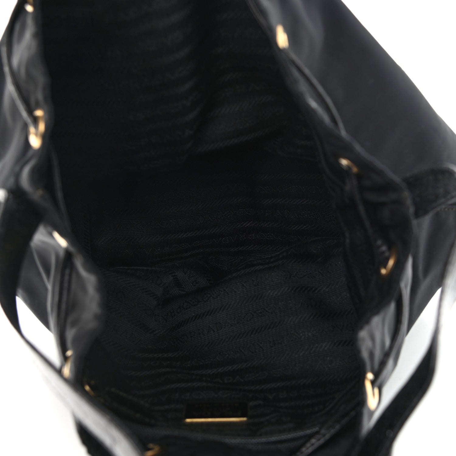 Prada Tessuto Nylon Crocodile Embossed Calfskin Bucket Bag Black 5 of 12