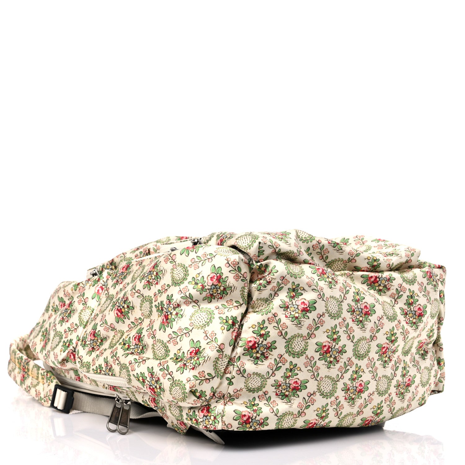 Gucci X MLB Satin Floral Print NY Yankees Patch Backpack Ivory Green 4 of 12