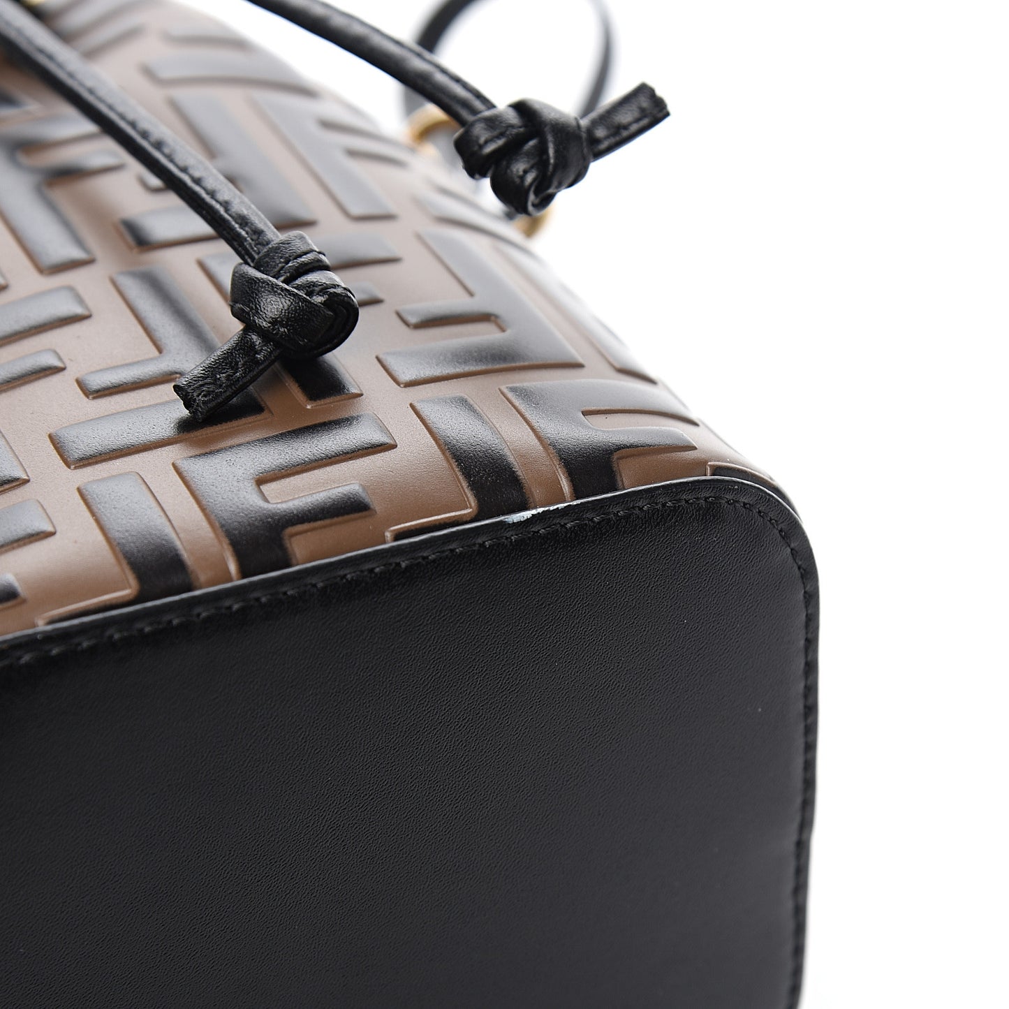 Vitello Liberty F is Fendi Bi-Color FF 1974 Embossed Mini Mon Tresor Bucket Bag Maya Black