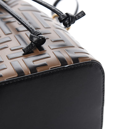 Fendi Vitello Liberty F is Fendi Bi-Color FF 1974 Embossed Mini Mon Tresor Bucket Bag Maya Black 8 of 10
