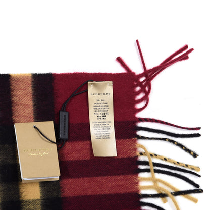 Burberry Cashmere Giant Check Fringe Scarf Burgundy 4 of 4