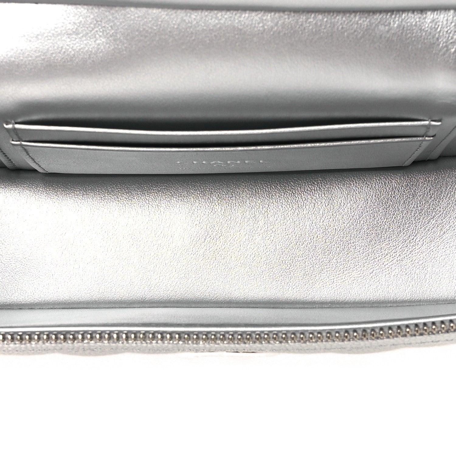 Chanel Metallic Caviar Quilted Trendy Handle Slim Vanity Silver 4 of 10