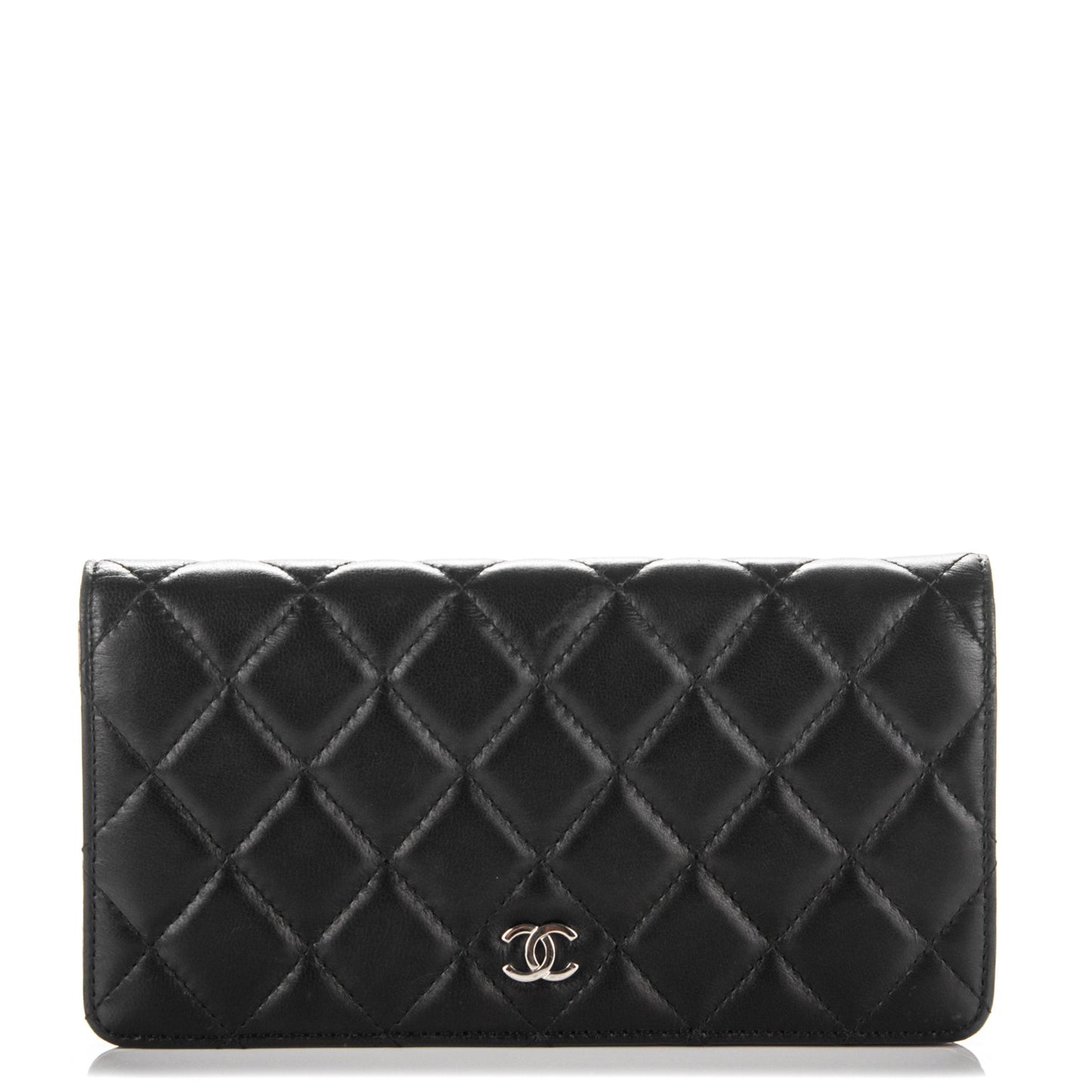 Lambskin Quilted Yen Wallet Black