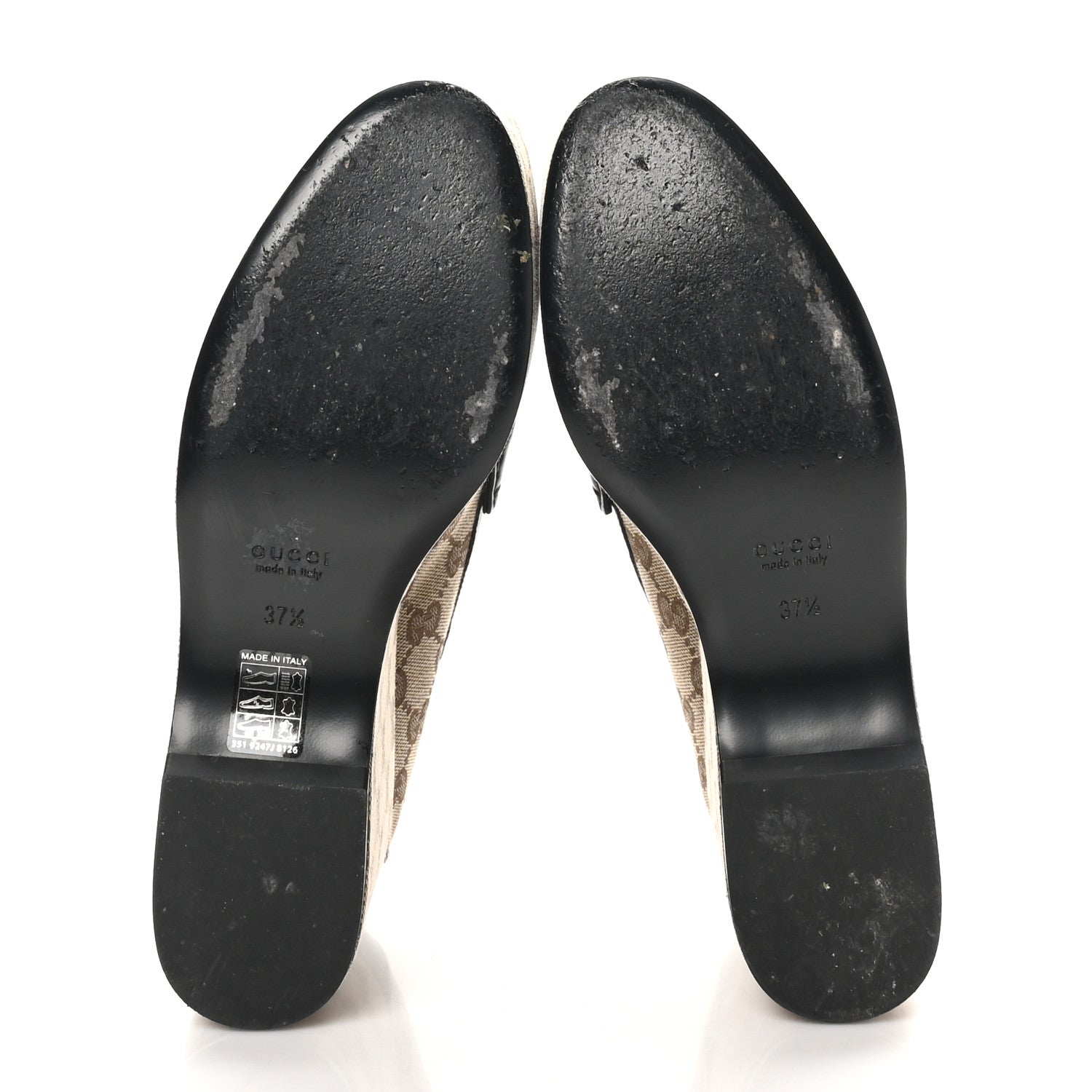Gucci Canvas GG Monogram Horsebit Calfskin Womens Horsebit Platform Loafers 37.5 Beige Ebony 6 of 11