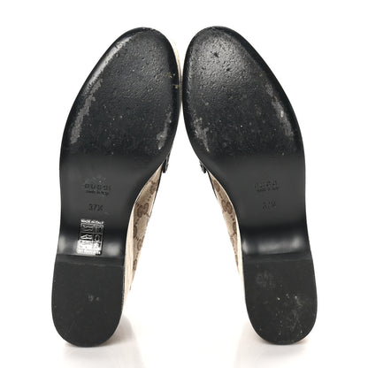 Gucci Canvas GG Monogram Horsebit Calfskin Womens Horsebit Platform Loafers 37.5 Beige Ebony 6 of 11