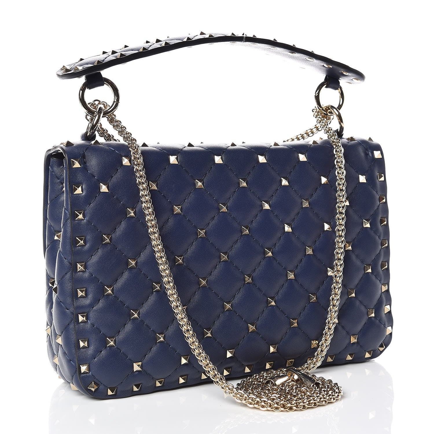 Valentino Garavani Nappa VLTN Print Medium Rockstud Spike Shoulder Bag Pure Blue White 3 of 8