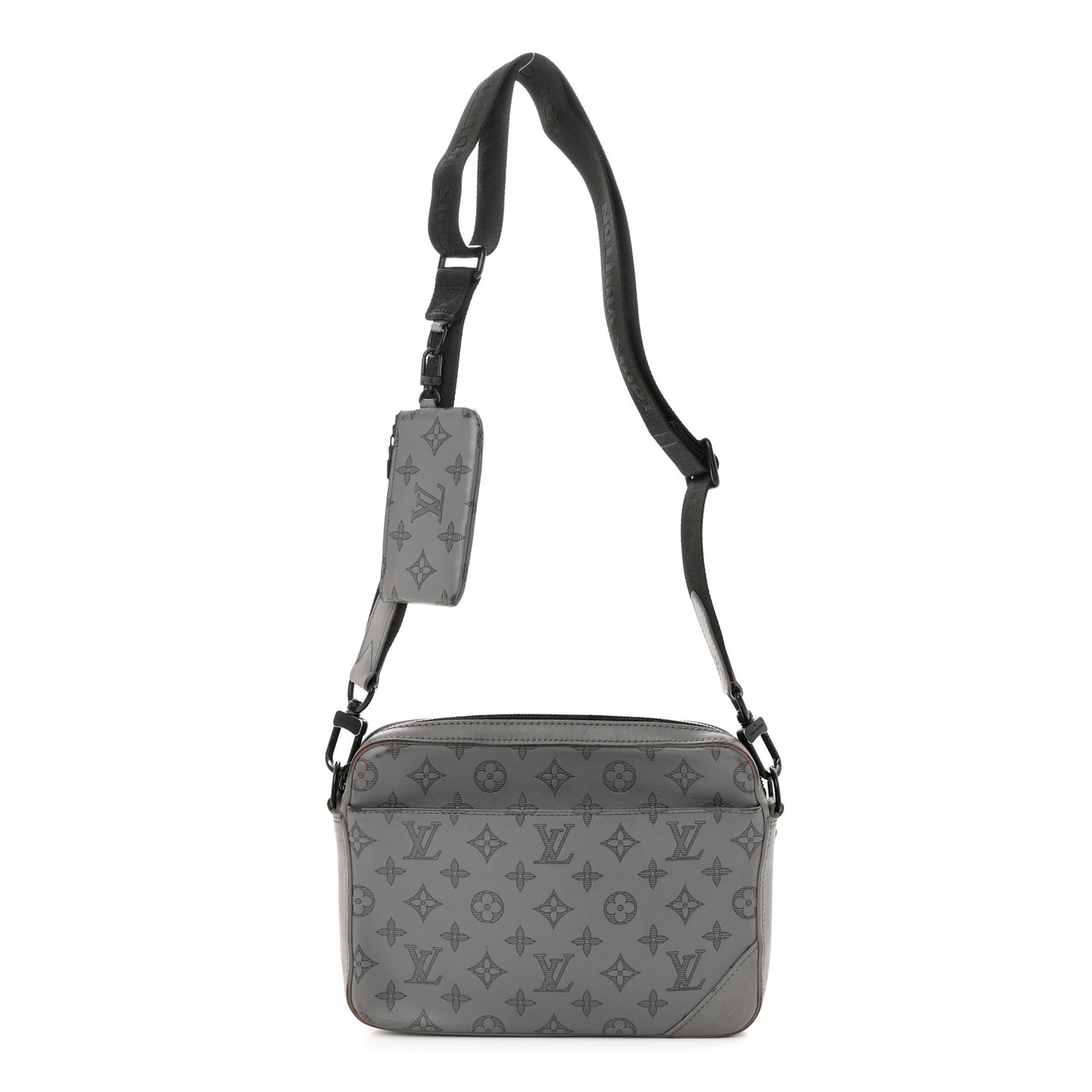 Calfskin Monogram Shadow Duo Messenger Anthracite Gray