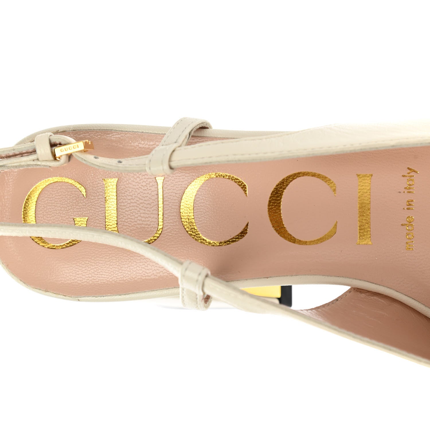 Gucci Malaga Kid Horsebit 75mm Slingback Pumps 35 Mystic White 7 of 8