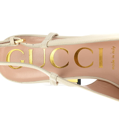 Gucci Malaga Kid Horsebit 75mm Slingback Pumps 35 Mystic White 7 of 8