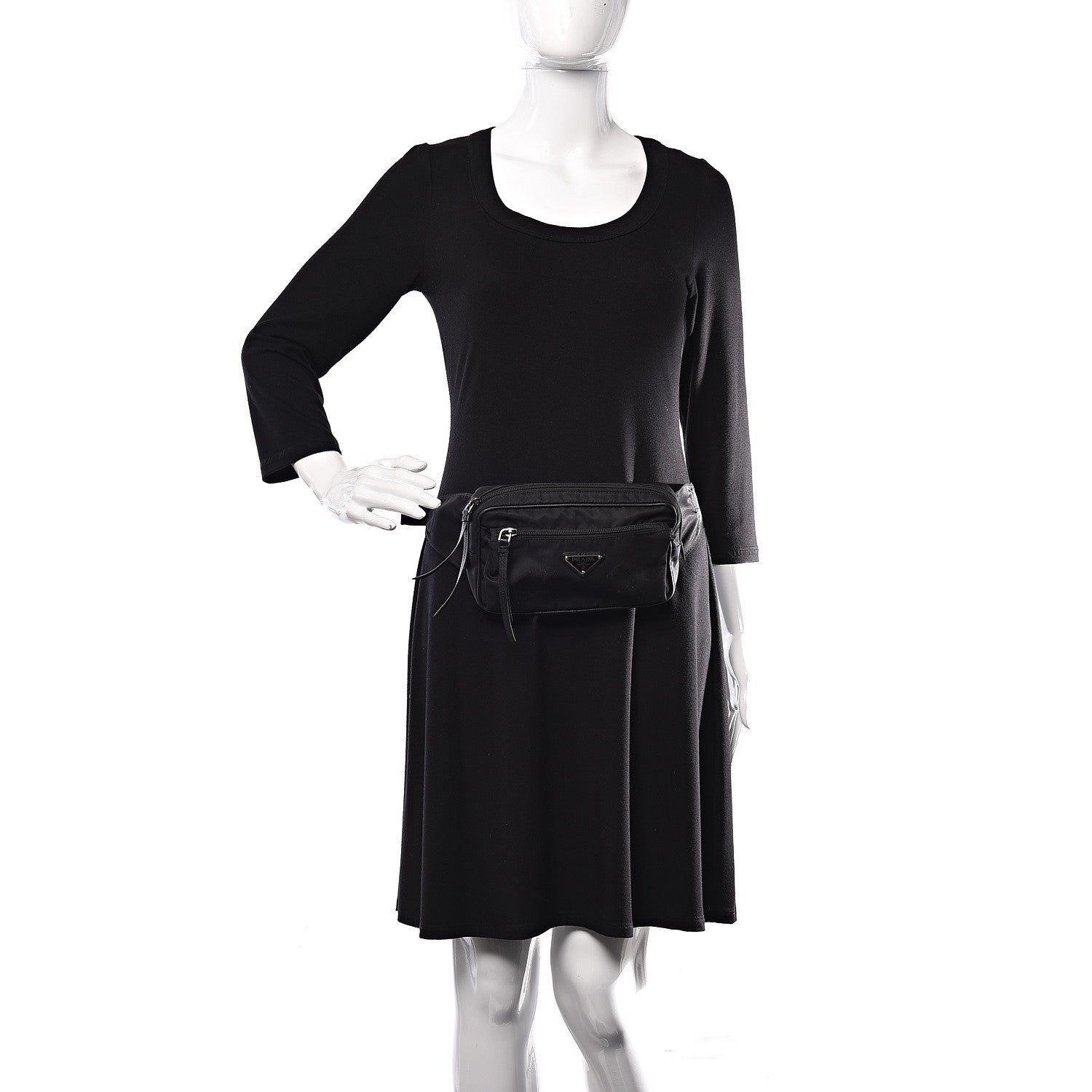 Prada Tessuto Nylon Saffiano Belt Bag Black 2 of 10
