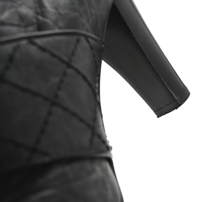 Chanel Aged Calfskin Quilted Knee High CC Boots 38.5 Black 11 of 12