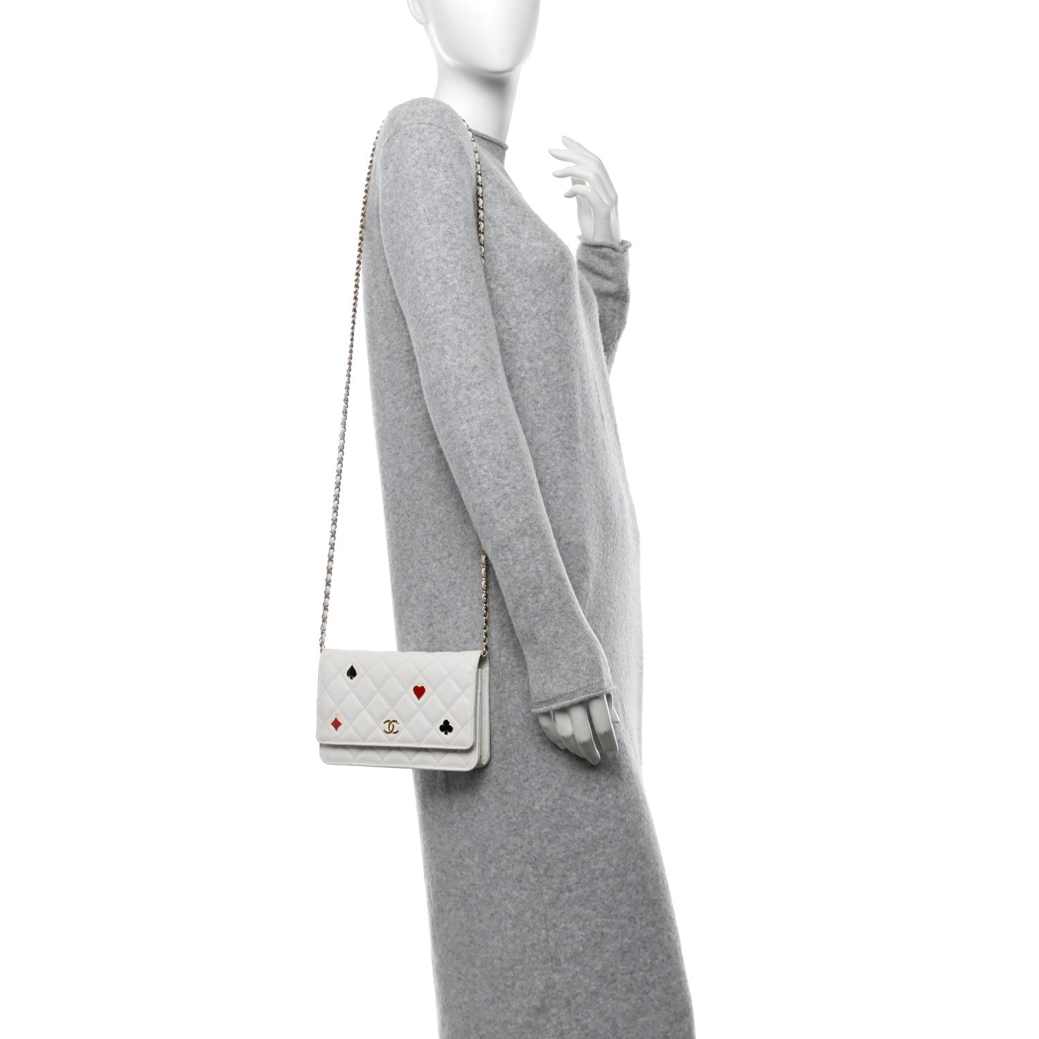 Chanel Caviar Quilted Enamel Coco Casino Wallet On Chain WOC White 2 of 11