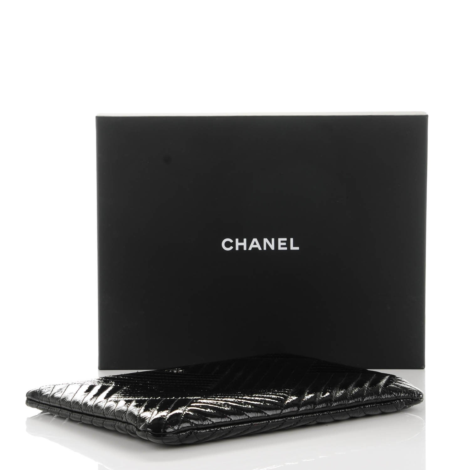Chanel Distressed Patent Medium CC Crossing Cosmetic Case Black 5 of 7