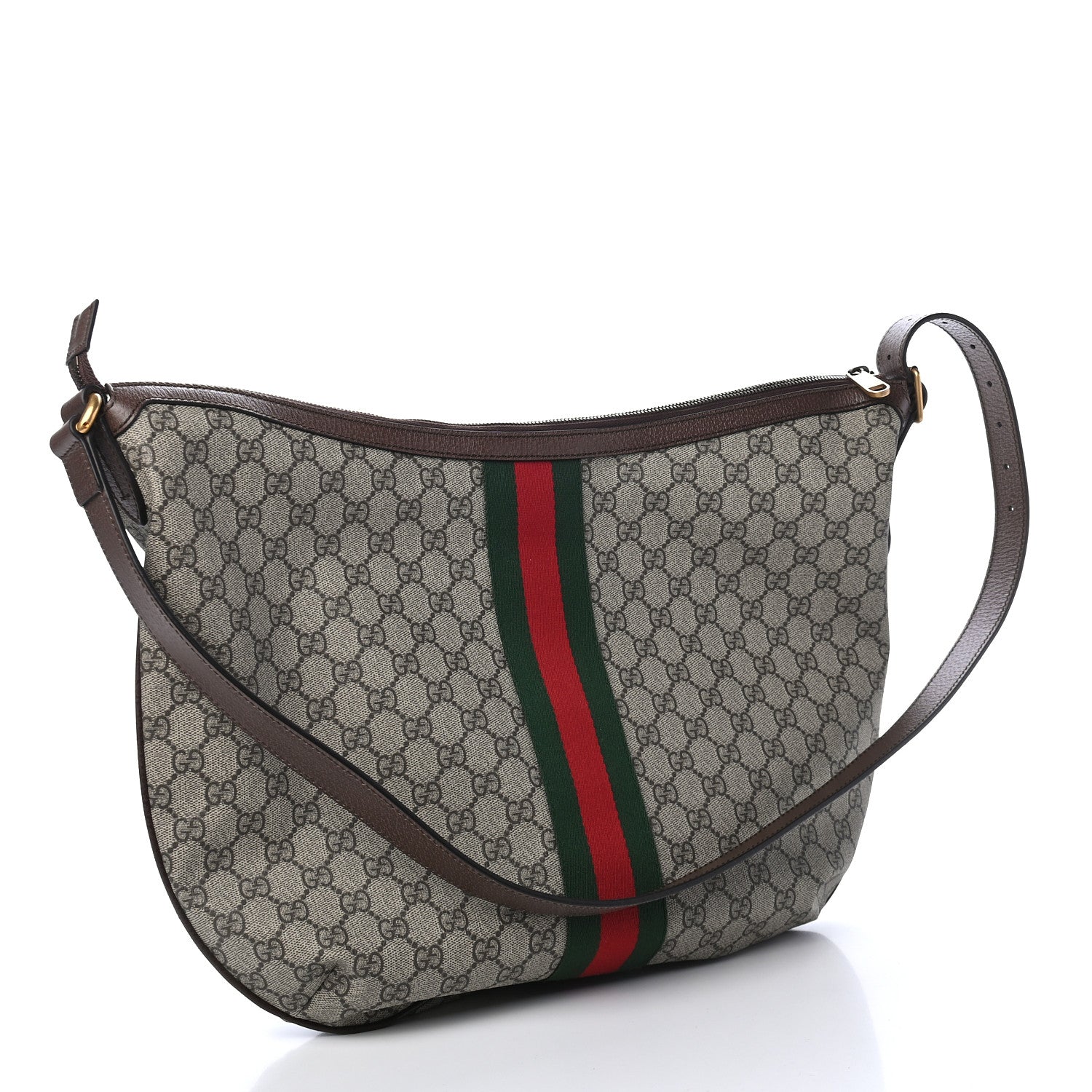 Gucci GG Supreme Monogram Web Ophidia Half Moon Hobo Brown 3 of 9