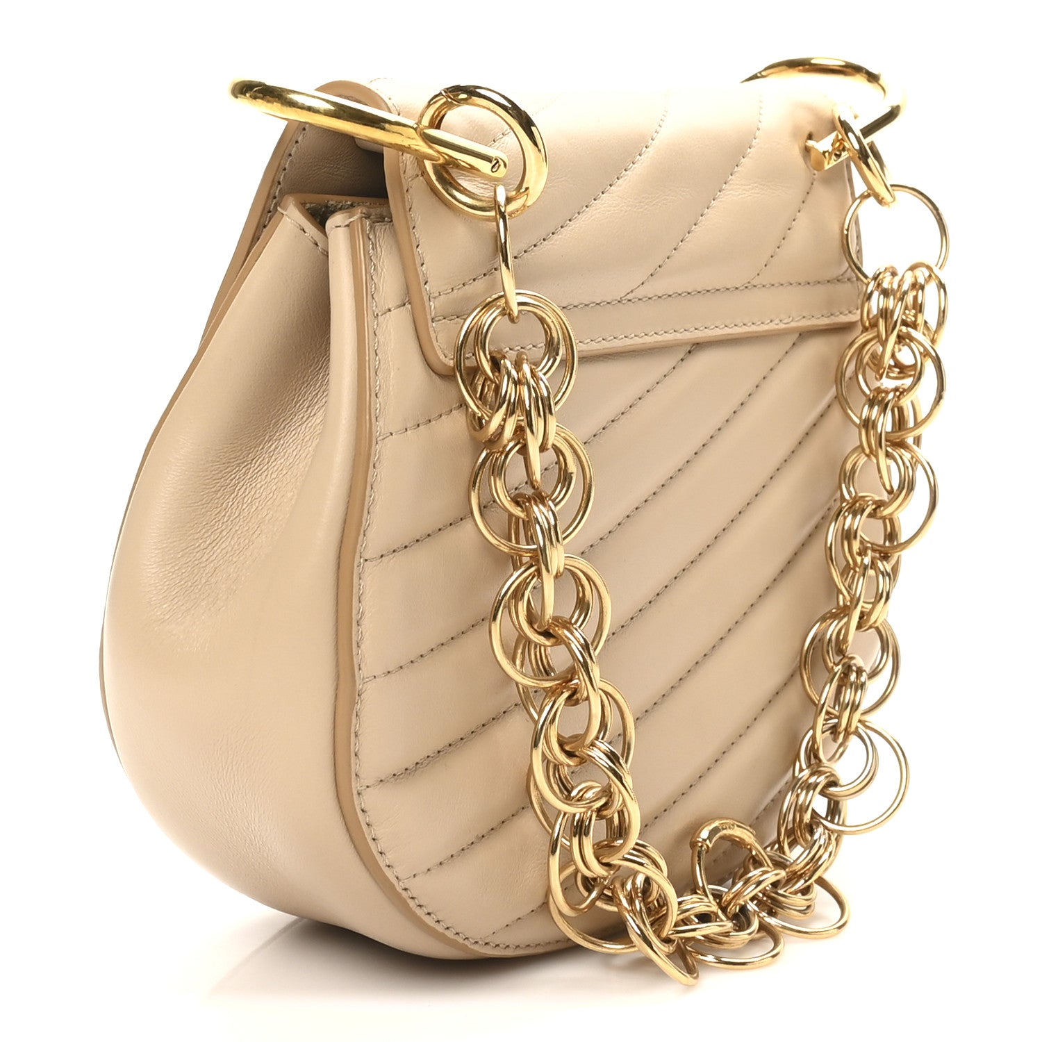 Chloe Calfskin Quilted Mini Drew Bijou Shoulder Bag Pearl Beige 3 of 9