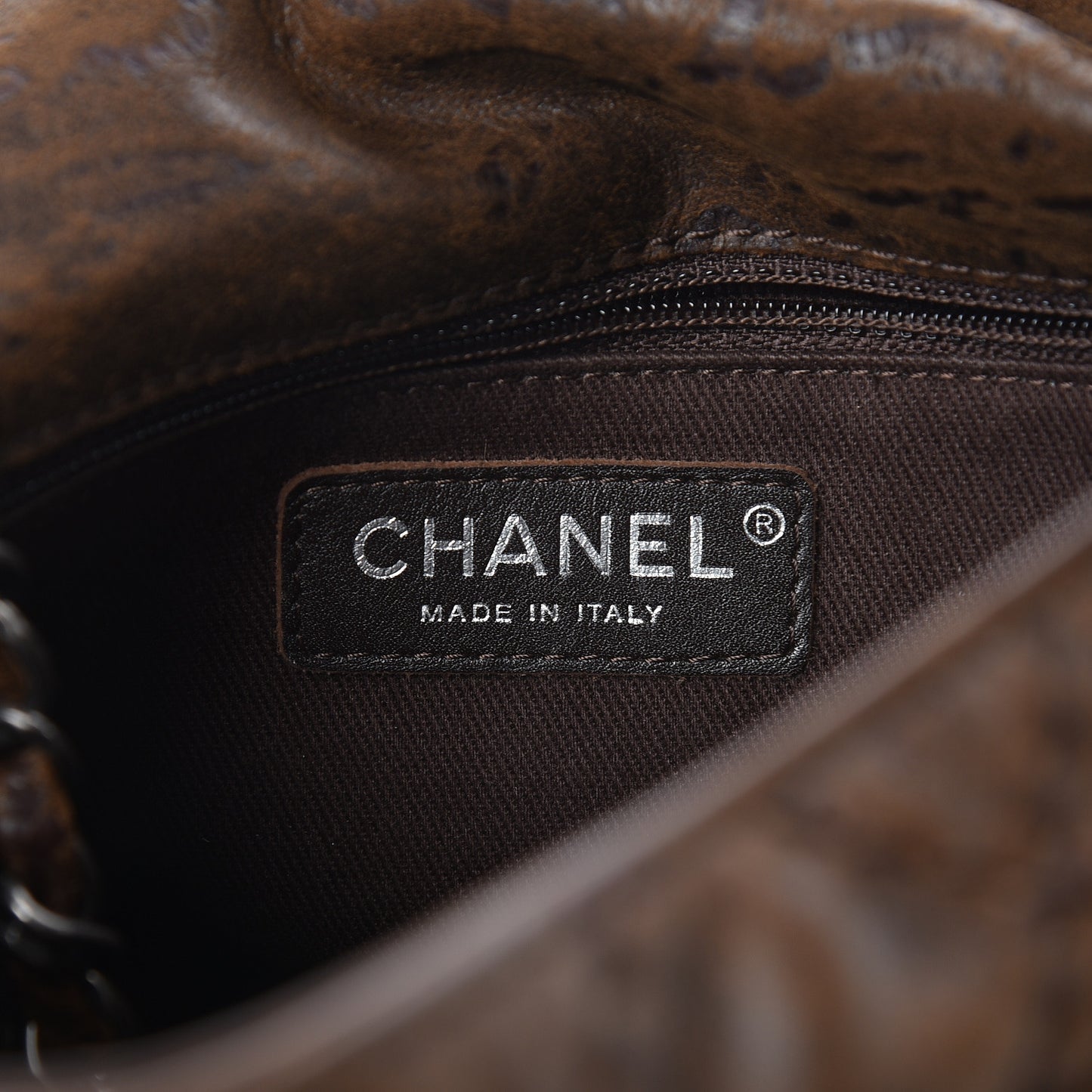Aged Crumpled Calfskin Small Vintage Flap Brown