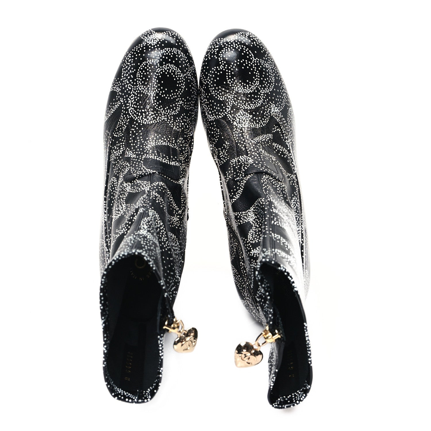 Chanel Calfskin Camellia Printed Ankle Boots 38.5 Black White 2 of 11