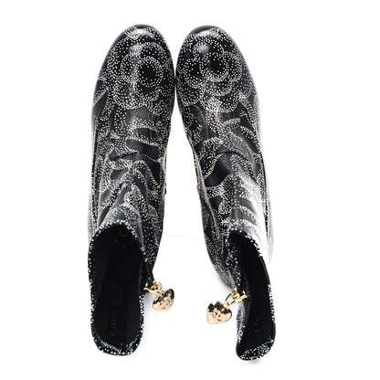 Chanel Calfskin Camellia Printed Ankle Boots 38.5 Black White 2 of 11