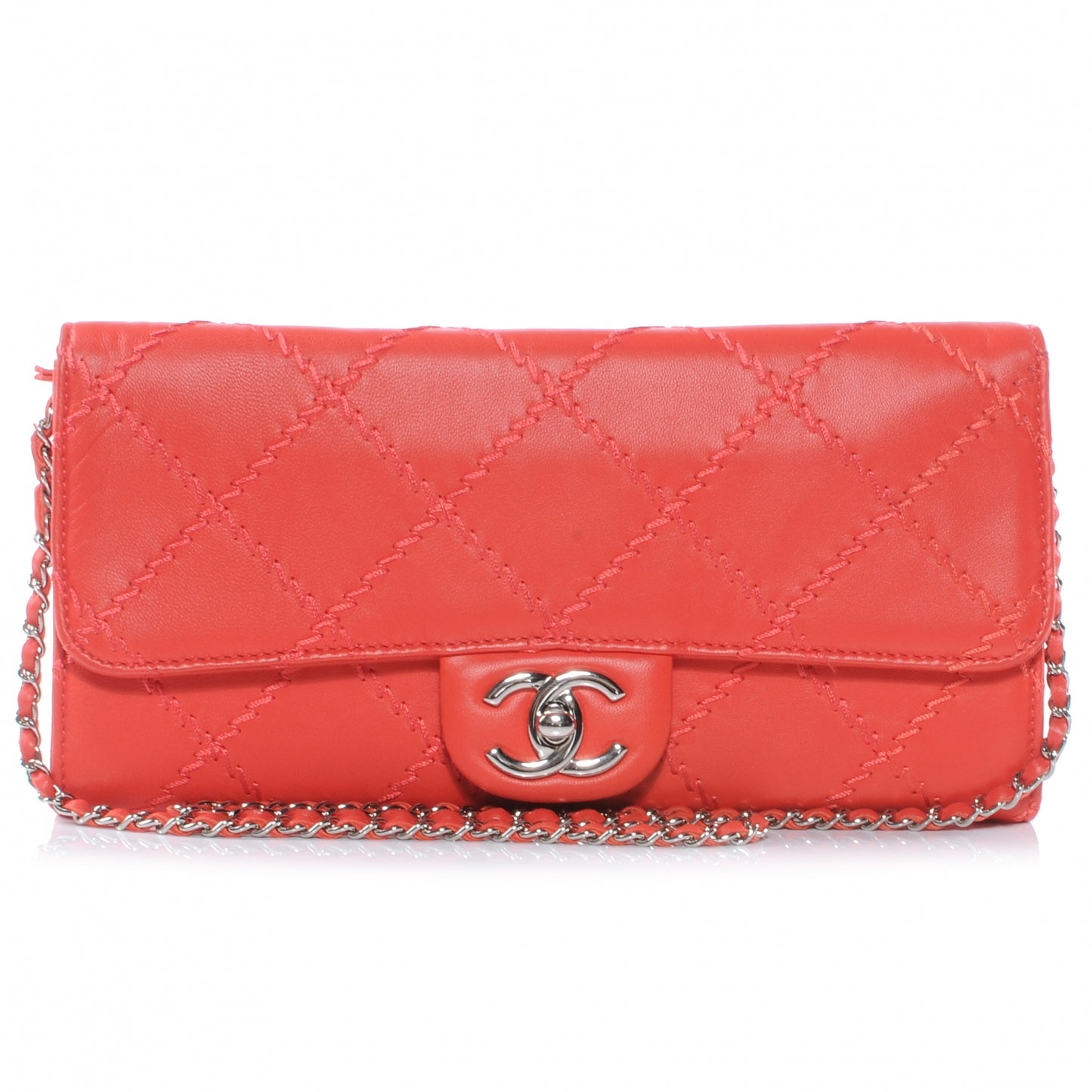 Calfskin Ultimate Stitch Clutch Flap Red