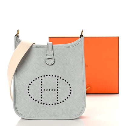 Hermes Taurillon Clemence Amazone Evelyne TPM Bleu Pale Nata 9 of 9