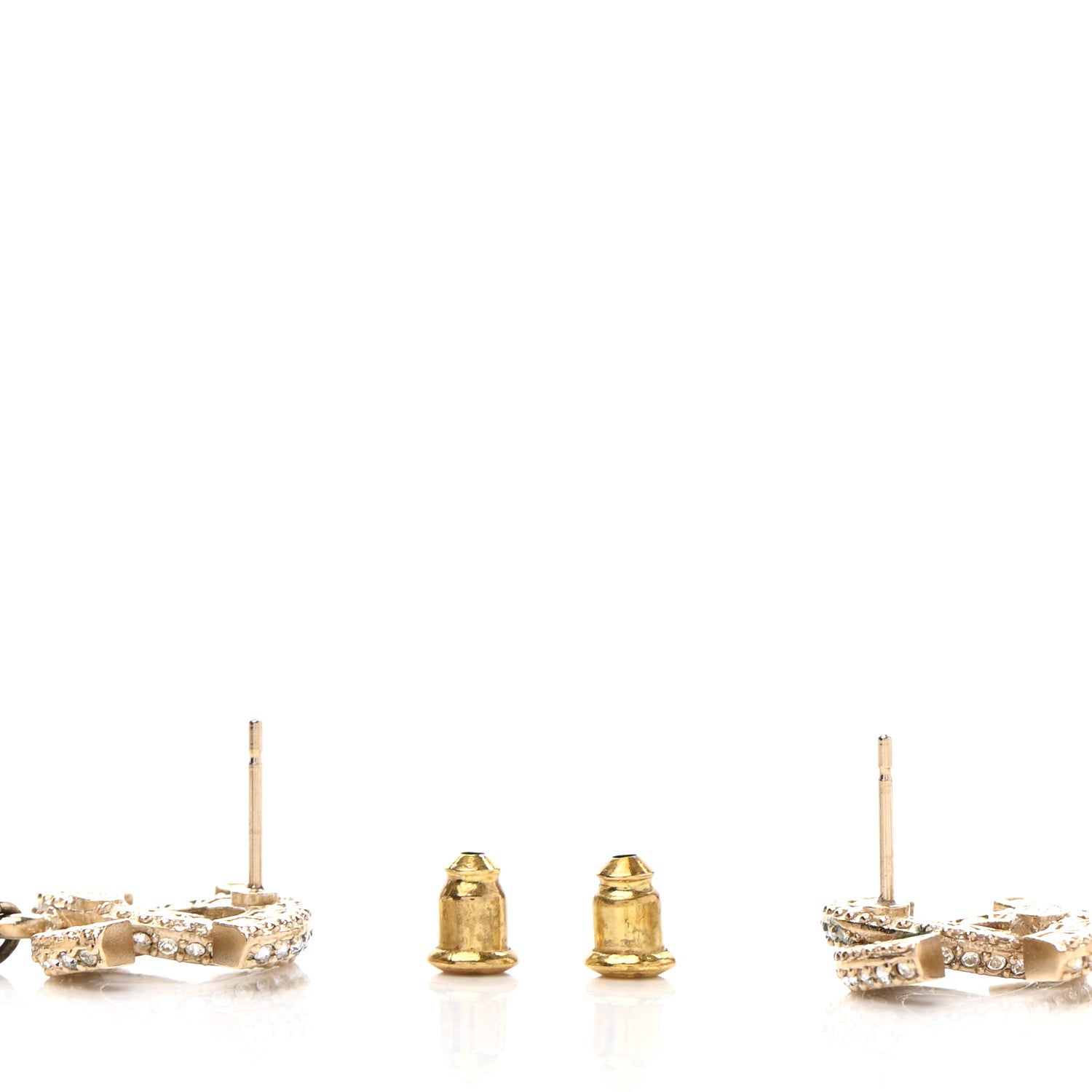 Chanel Crystal Pearl CC Drop Earrings Gold 3 of 4