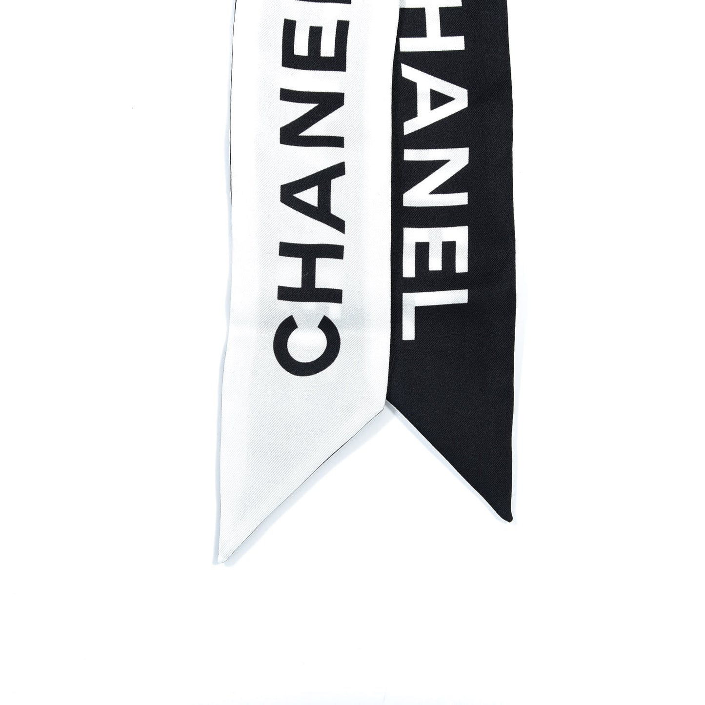 Silk Logo Slim Bandeau Scarf Black White