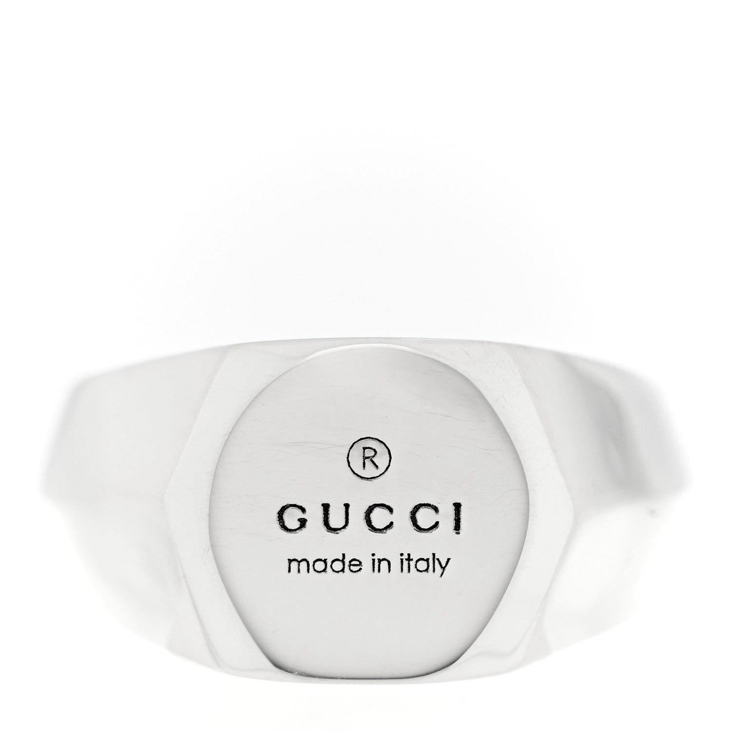 Gucci Sterling Silver Trademark Signet Ring 49 4.75 1 of 4