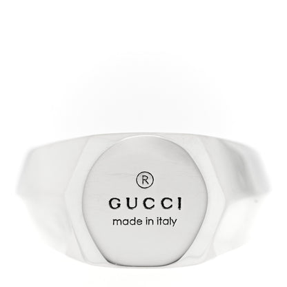 Gucci Sterling Silver Trademark Signet Ring 49 4.75 1 of 4