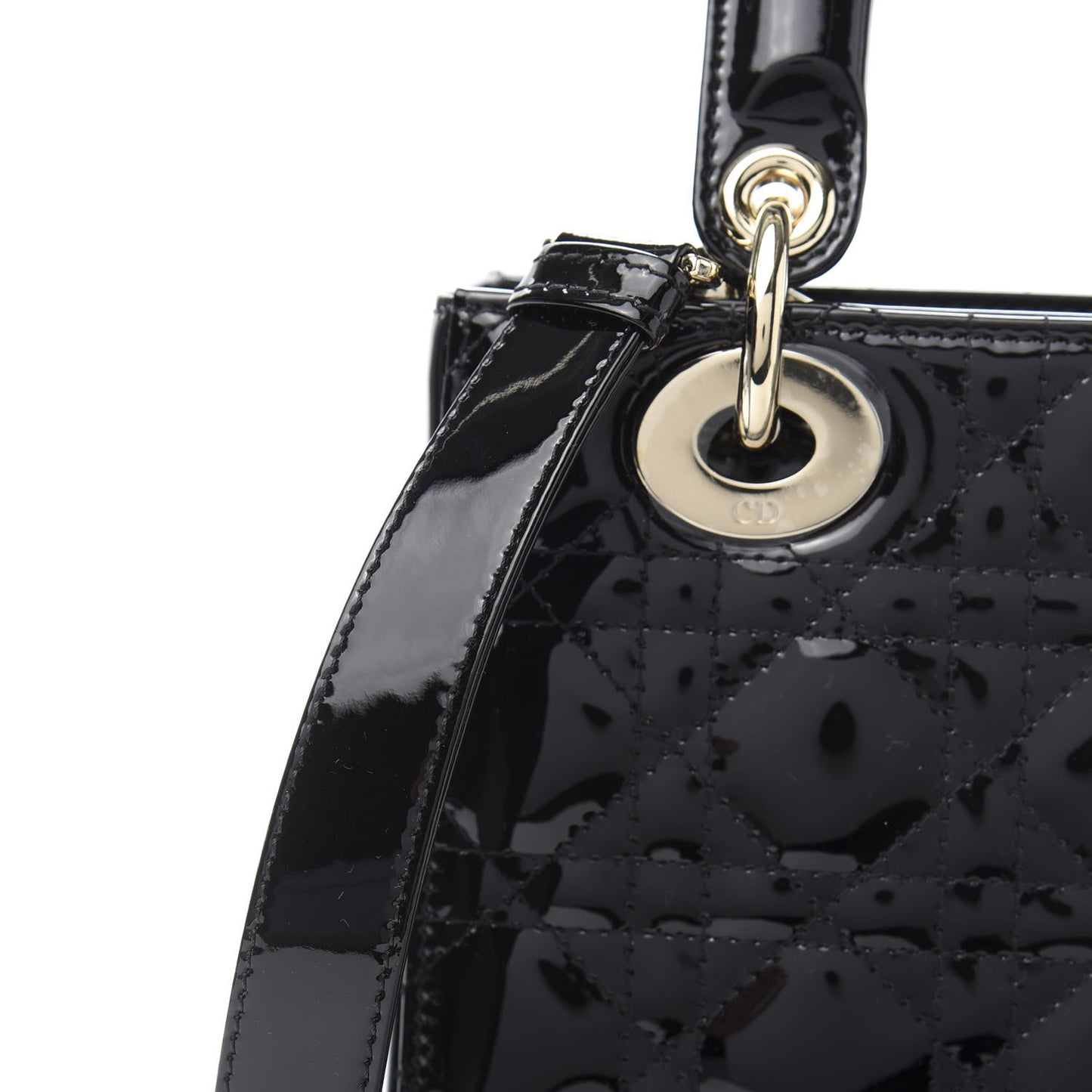 Patent Cannage Small Lady Dior Black