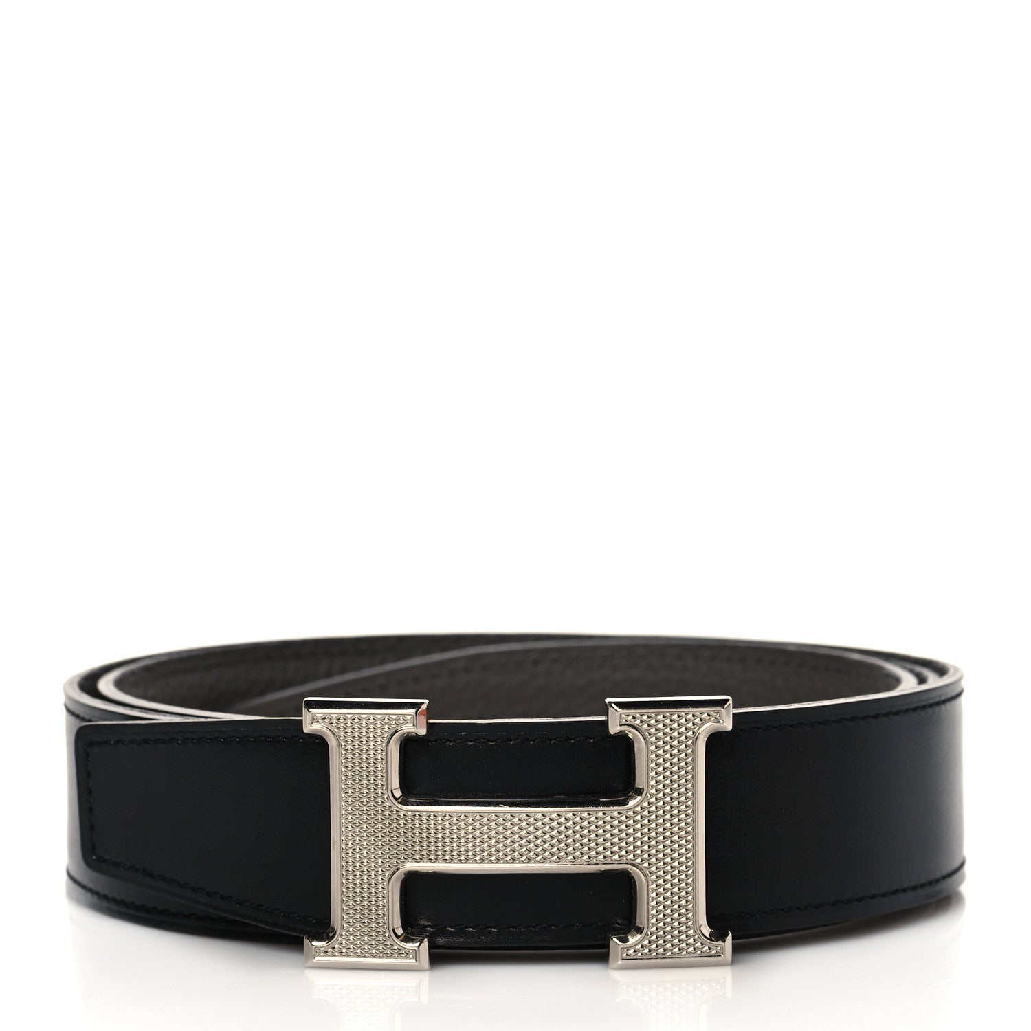 Hermes 135 Togo 32mm Guilloche H Belt 90 Black Etain 1 of 7