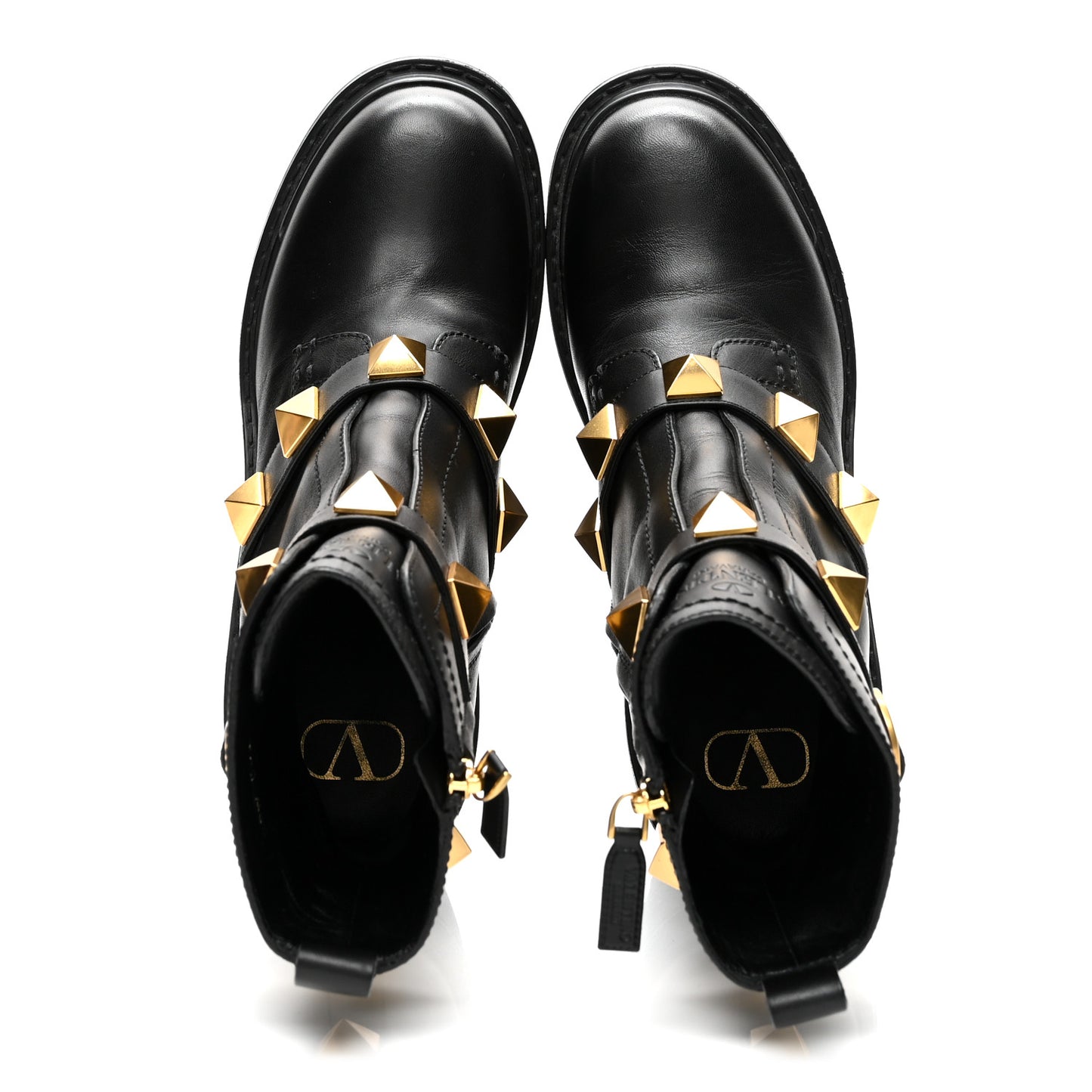 Calfskin Roman Stud 20/85mm Combat Boots 39.5 Black