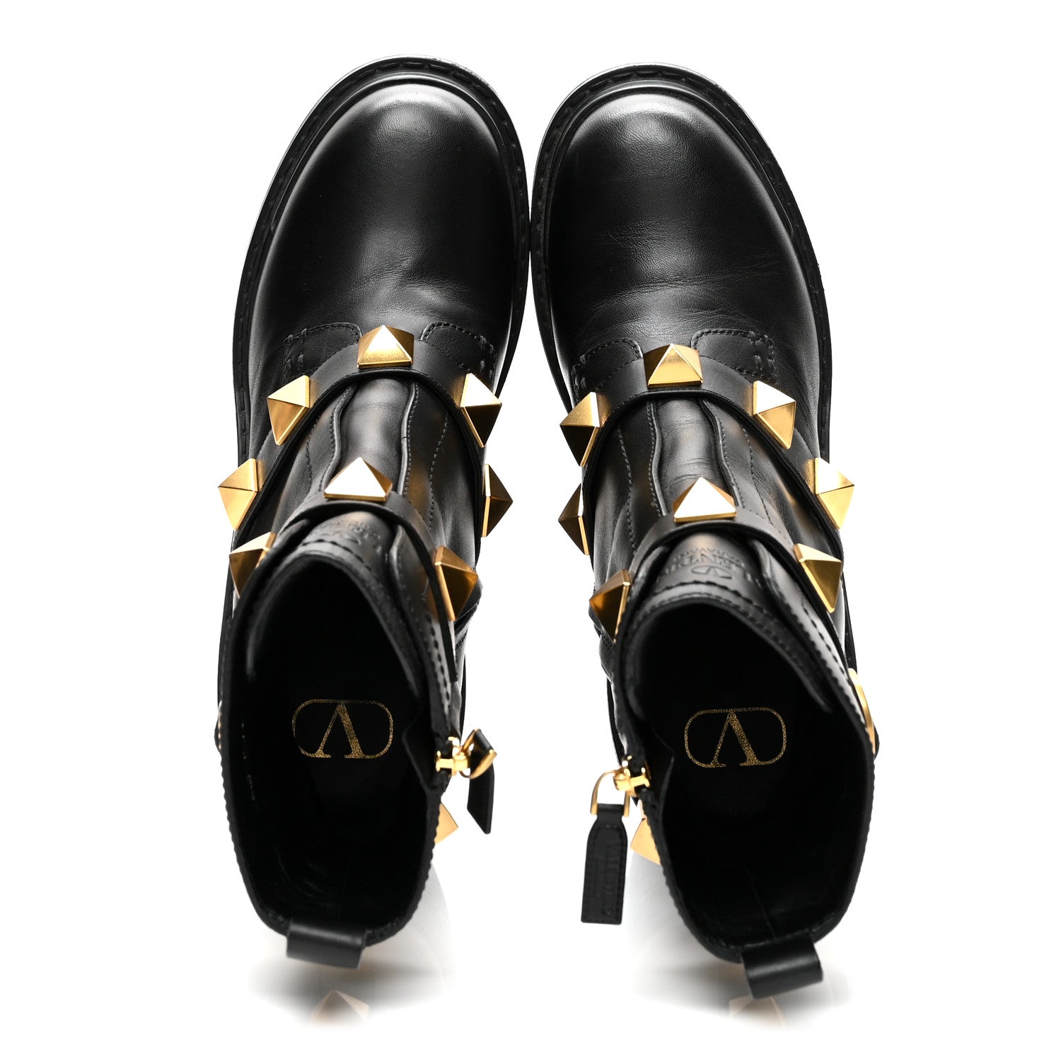 Valentino Garavani Calfskin Roman Stud 20/85mm Combat Boots 39.5 Black 5 of 9