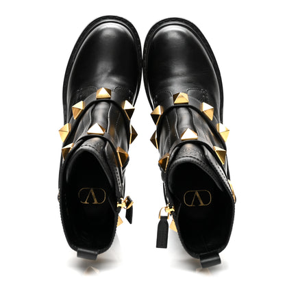 Valentino Garavani Calfskin Roman Stud 20/85mm Combat Boots 39.5 Black 5 of 9