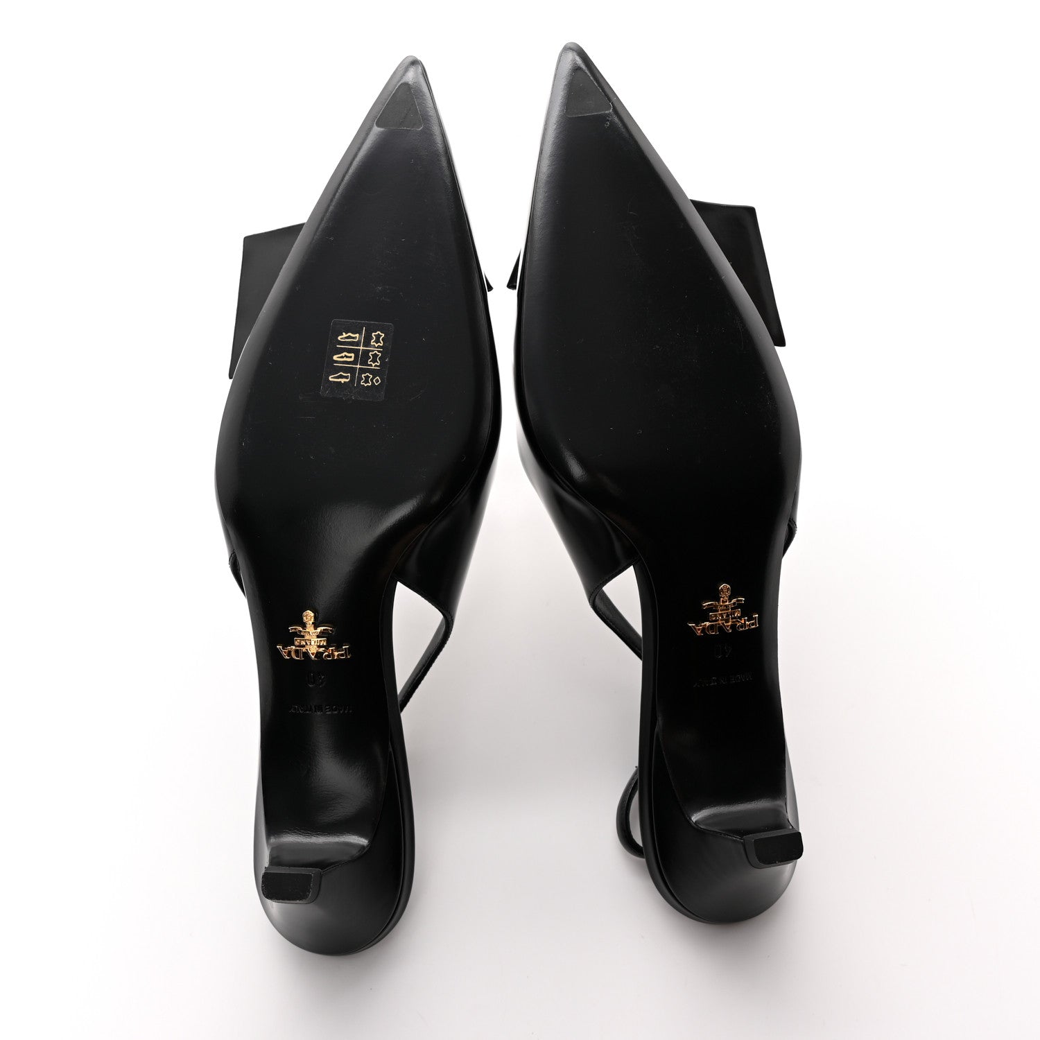 Prada Spazzolato Logo Pointed Toe 45mm Slingback Pumps 40 Black 5 of 12