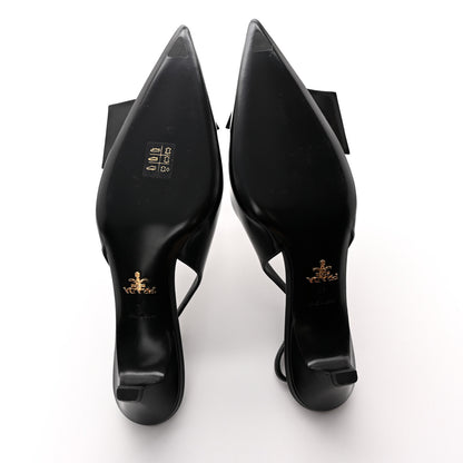 Prada Spazzolato Logo Pointed Toe 45mm Slingback Pumps 40 Black 5 of 12