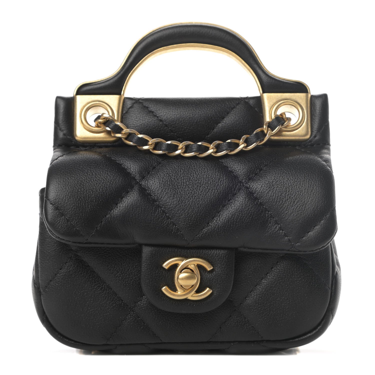 Chanel Calfskin Quilted Lady Handle Clutch With Chain Black 1 of 4