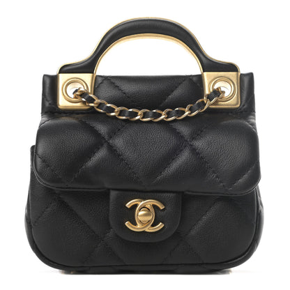 Chanel Calfskin Quilted Lady Handle Clutch With Chain Black 1 of 4