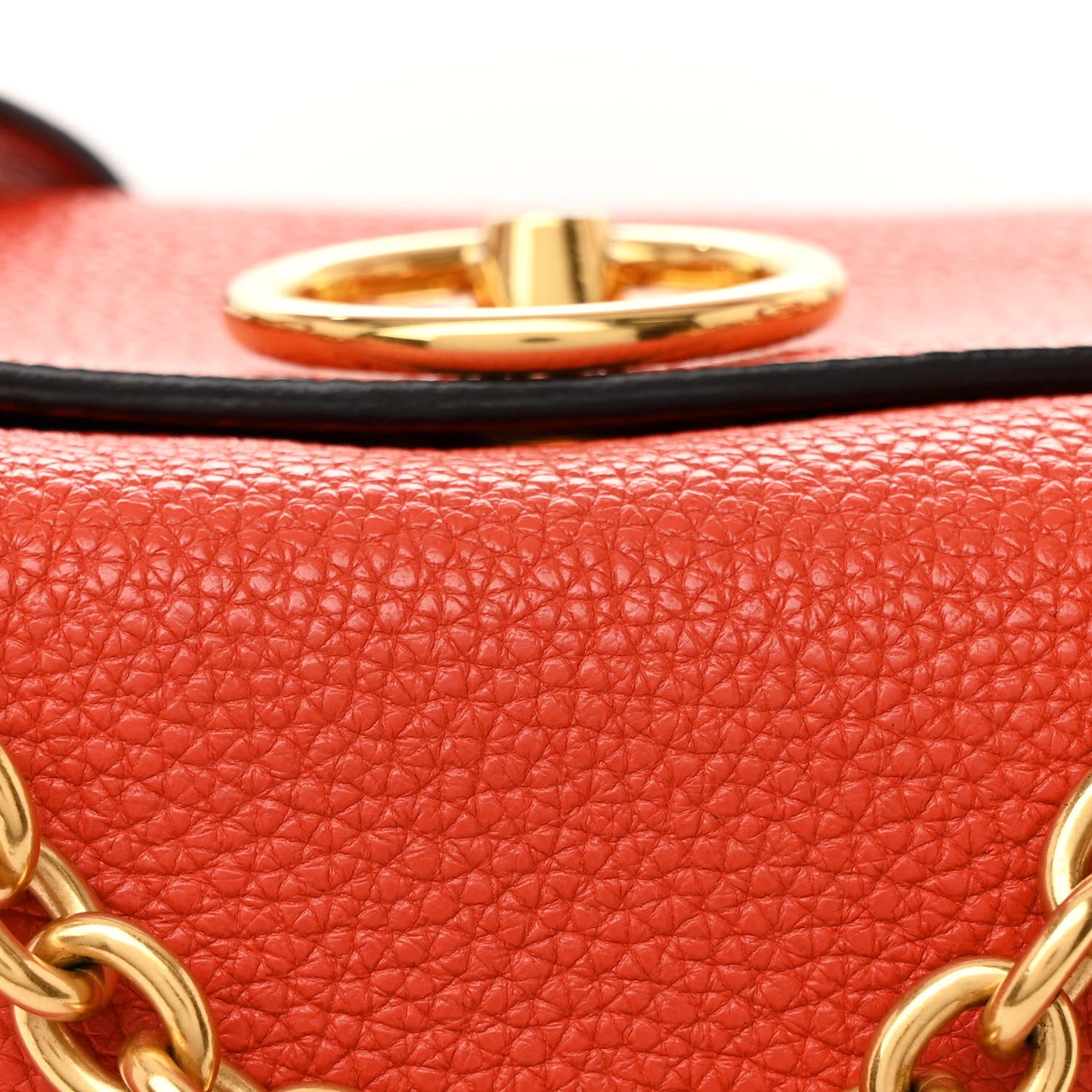 Small Classic Grain Calfskin Leighton Tangerine Orange