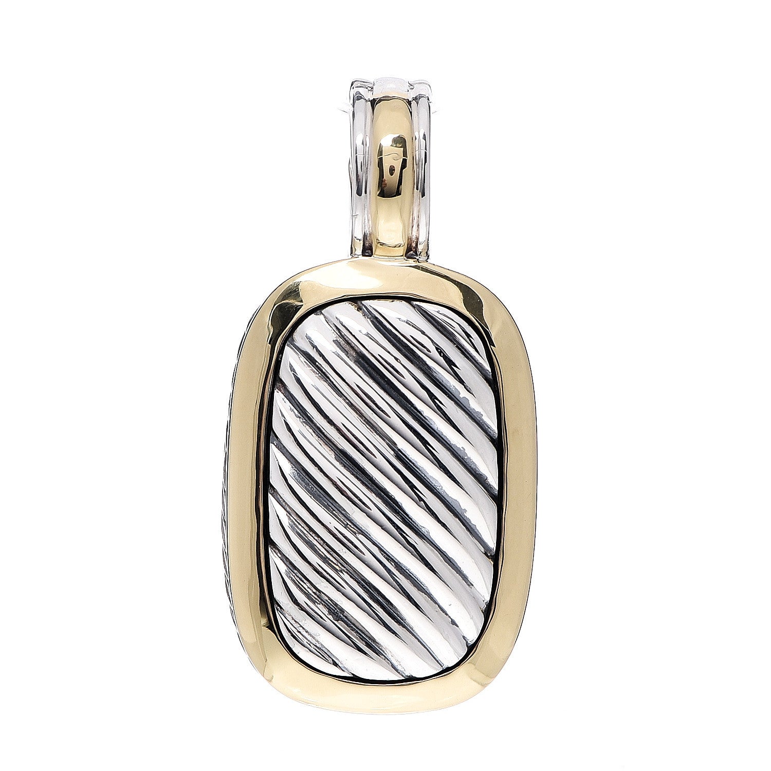 David Yurman Sterling Silver 18K Yellow Gold Elongated Sculpted Cable Enhancer Pendant 1 of 2