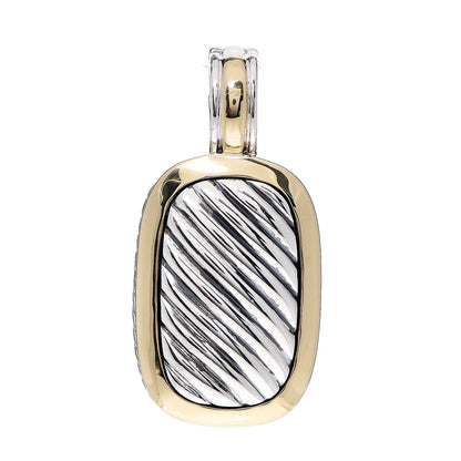 David Yurman Sterling Silver 18K Yellow Gold Elongated Sculpted Cable Enhancer Pendant 1 of 2