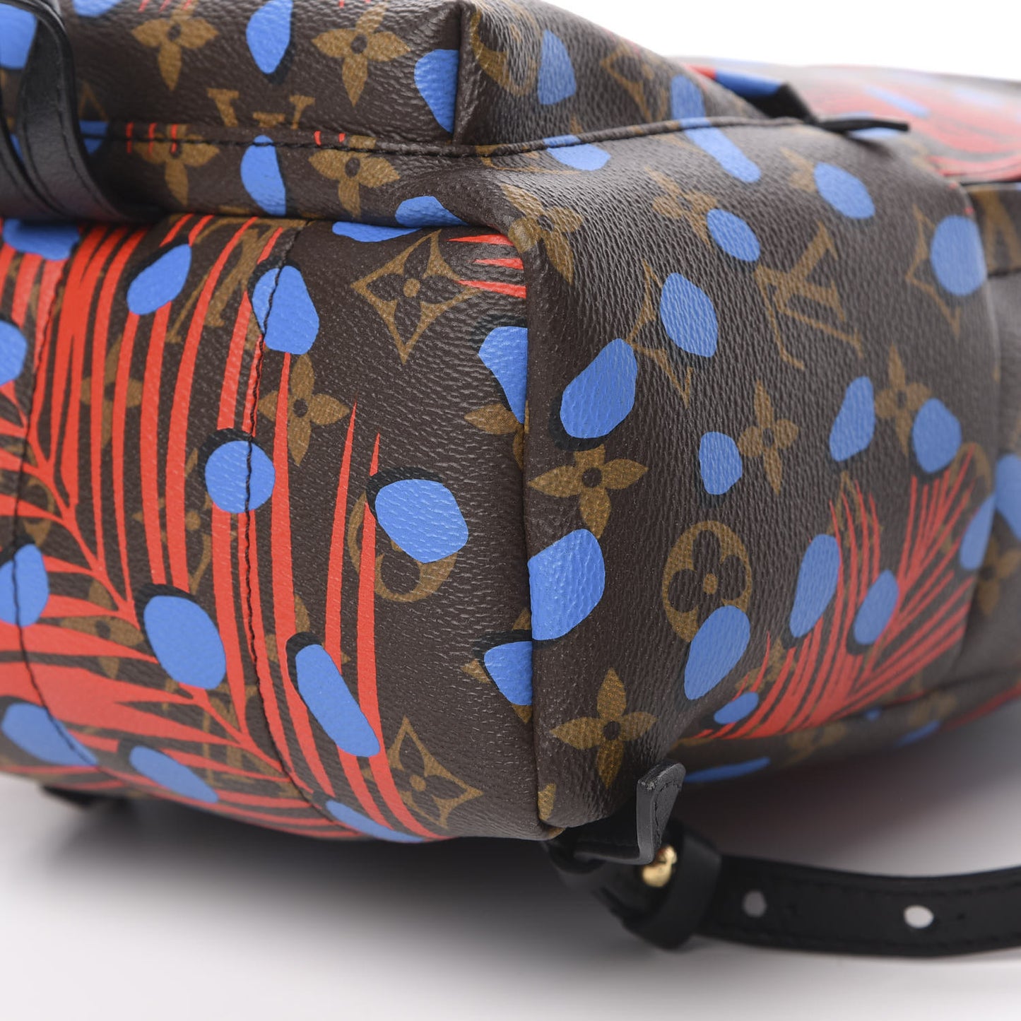 Monogram Jungle Dots Palm Springs Backpack PM Coquelicot Denim